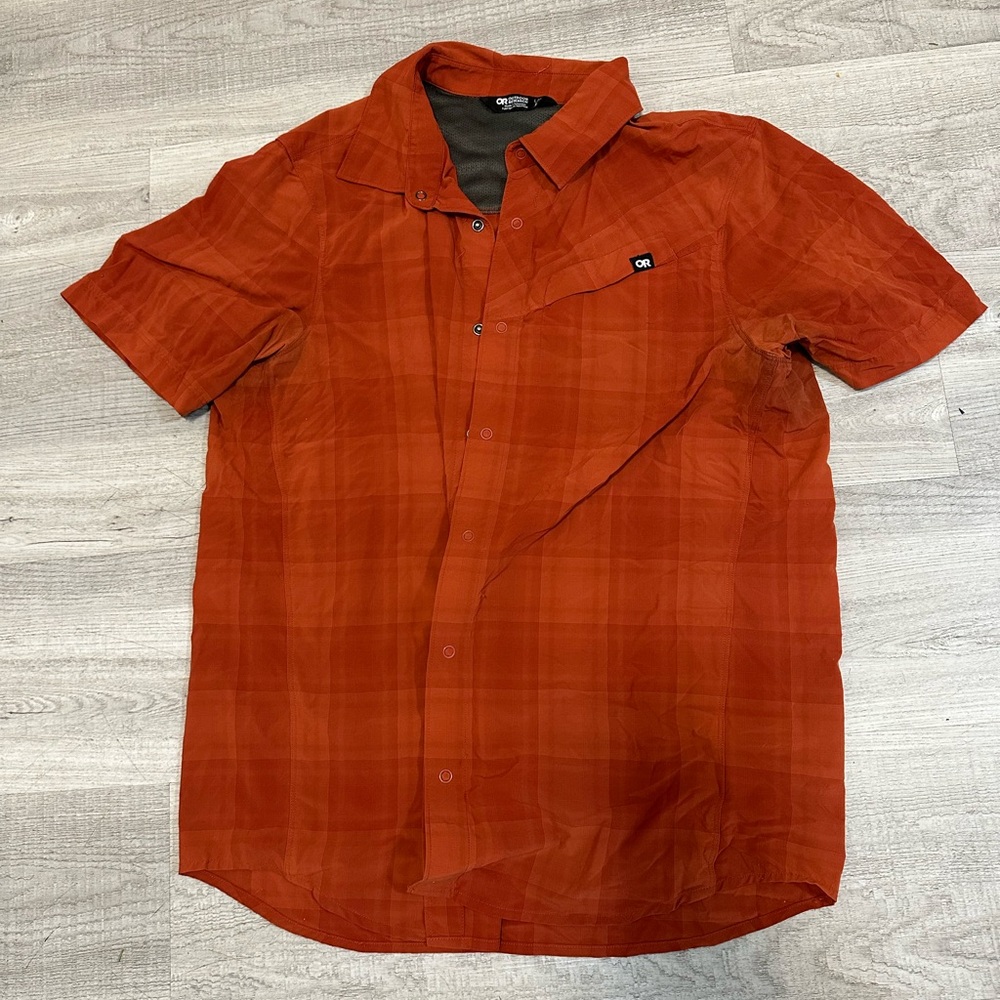 Outdoor research men’s plaid large Astroman S/S Sun Shirt orange